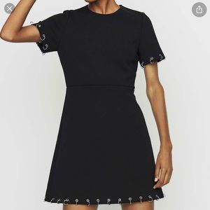 Maje Crepe Ring Dress with eyelets and rings